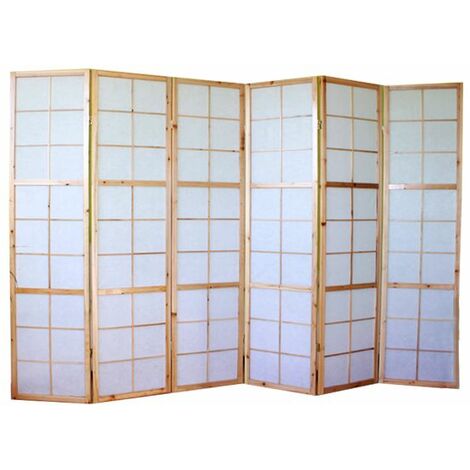 PEGANE Paravento giapponese Shoji in legno marrone scuro di 4 pannelli 