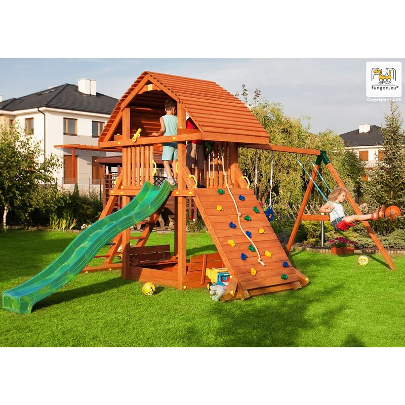 Aire de jeux enfant Fungoo Maxi Spider Land avec 2 toboggans