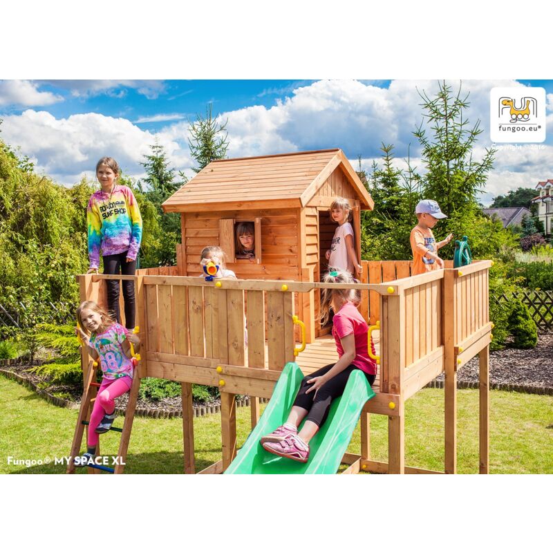 Aire de jeux en bois avec 2 murs d'escalade Buffalo - FUNGOO