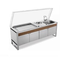Plancha PLANET - Table de cuisson Fermée OASI 205C + Plancha OASI 80 Lisse + Evier + Mitigeur Pliable + Feu Gaz