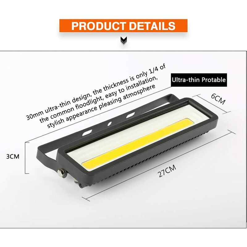 Jardin Eclairage pour Terrasse Parking Onforu Lot de 2 Projecteur LED Exterieur 50W Cour Stade IP66 Imperméable 5500LM Spot LED Extérieur Puissant Garage 5000K Blanc Froid 