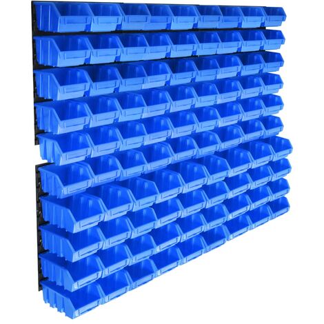 Perle rare Kit de bacs de stockage avec panneaux muraux 96 pcs Bleu