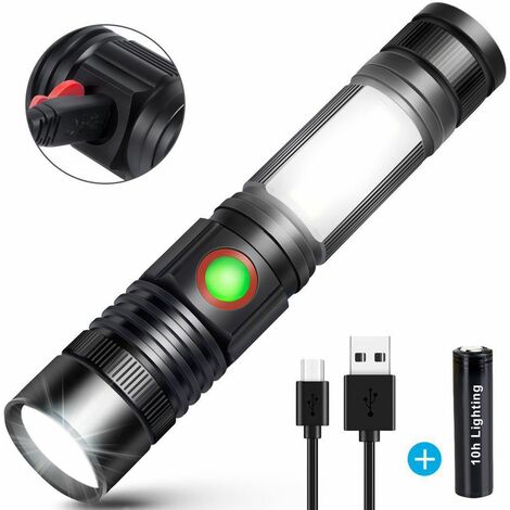 Lampe de poche à LED rechargeable USB puissante mini-lampe torche étanche stylo de conception étanche suspendu avec clip en métal-argent 