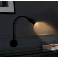 Lot de 2 Lampe de Chevet Couleur noir en Aluminium, Lampe de Bureau Lumière Blanche Chaude Protection Yeux, 3W Lampe de Lecture Murale LED avec Interrupteur
