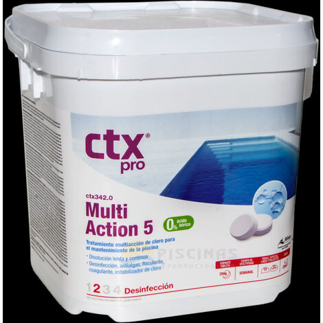 Cloro Multiaction 5, tabletas 250g. Especial liner, sin ácido bórico, 5 kg. CTX-342.0