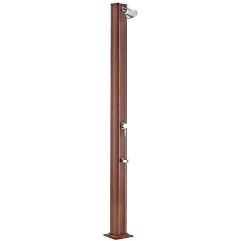 Ducha solar redonda Gre aspecto madera con lavapies DSALR32W