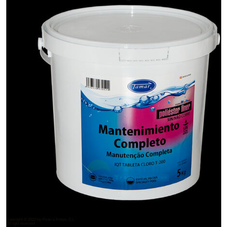 Cloro tabletas mantenimiento completo, Poliéster/Liner. Tamar. 5 Kg.
