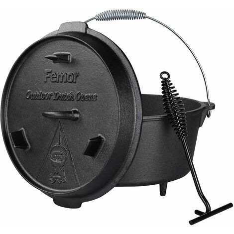 MVPOWER Horno holandés de 4.8L litros, horno holandés de hierro fundido,  horno holandés con patas,