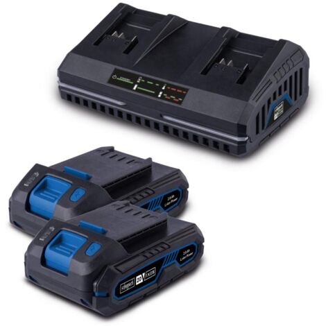 Starterkit mit 2x 20V 2.0Ah Akkus und dualem 2.4A Ladegerat ixes Serie Scheppach