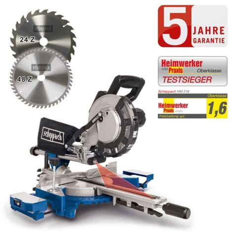 KAPP UND ZUGSÄGE 2000W Ø 216mm KAPPSÄGE SCHEPPACH HM216