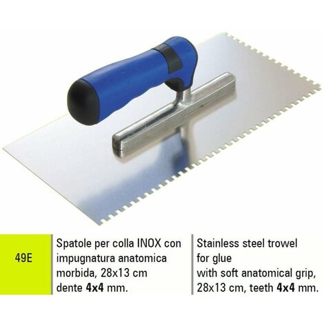 INOX ZAHNKELLE ZAHNSPACHTEL GLŽäTTKELLE FŽ£R KLEBE SIGMA 49E 28X13 cm ZAHNKAMM 4X4 mm