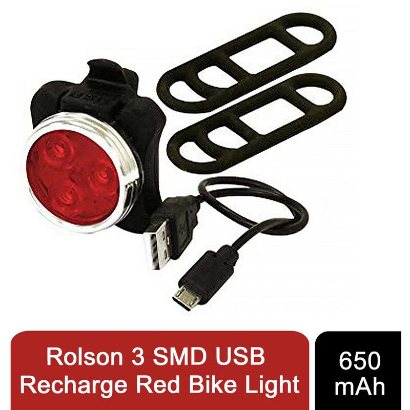 Rolson 3 SMD USB Recharge Red Bike Light