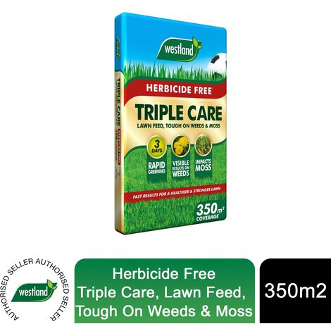 Westland Herbicide Free Triple Care Lawn Feed, Tough On Weeds & Moss, 350sqm Bag (1/4)