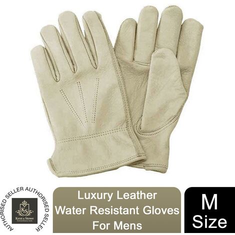Kent & Stowe Luxury Leather Water Resistant Gloves for Gardening, Men's Medium