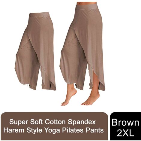 Aquarius Super Soft Modal Spandex Yoga Pilates Pants, Brown 2XL