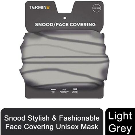 Termin8 Unisex Multifunctional Snood and Face Covering Mask, Light Grey