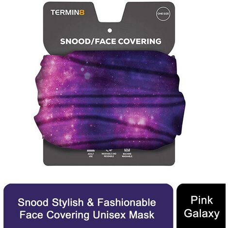 Termin8 Unisex Multifunctional Snood and Face Covering Mask, Pink Galaxy