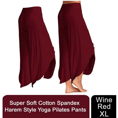 Aquarius Super Soft Modal Spandex Yoga Pilates Pants, Wine Red XL
