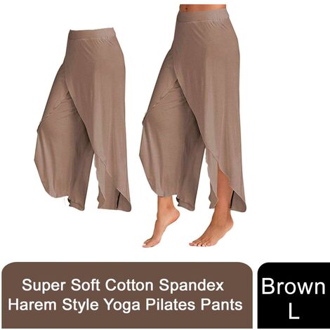 Aquarius Super Soft Modal Spandex Yoga Pilates Pants, Brown L