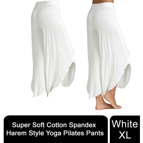 Aquarius Super Soft Modal Spandex Yoga Pilates Pants, White XL