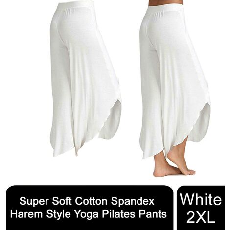Aquarius Super Soft Modal Spandex Yoga Pilates Pants, White XXL