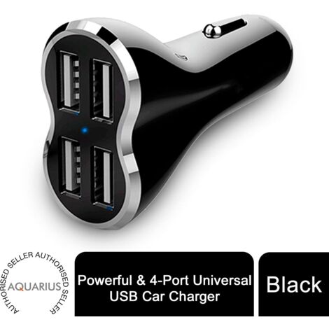 Aquarius Powerful & 4-Port Universal USB Car Charger Black (1/5)