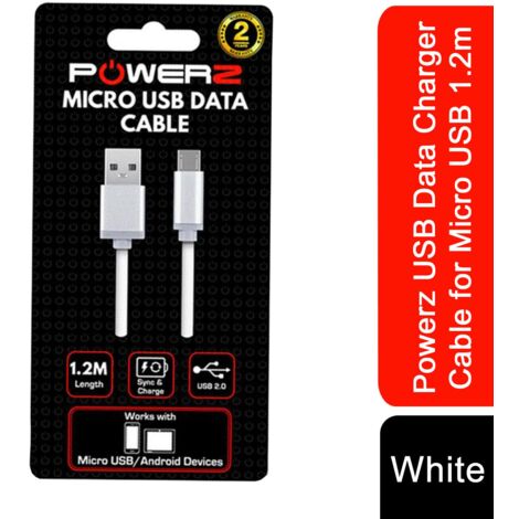 Powerz USB Data Charger Cable for Micro USB 1.2m - White (1/5)