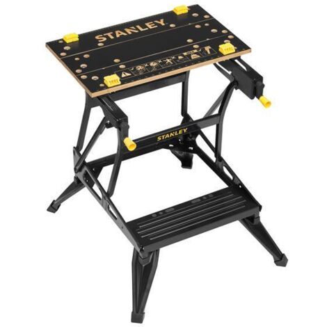 Stanley – Multipurpose workbench & vice 610 x 370mm – 2 working heights 595/775mm – Max load 250kg – Anti-slip feet for safety (1/10)