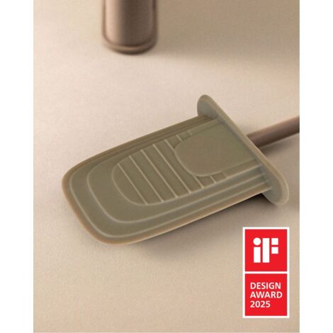 COSMIC Flat Silicone Loo Brush  Dual-Mount Ultrafine Holder in Sand Color