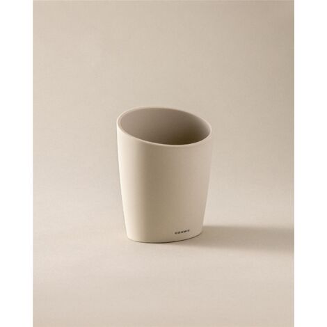 COSMIC Saku Toothbrush Holder  Minimalist Oval Sink Caddy  Matte Stone Plastic