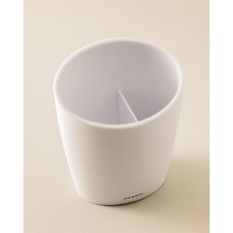 COSMIC Saku Toothbrush Holder  Minimalist Oval Sink Caddy  Matte Stone Plastic