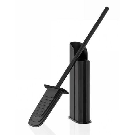 Cosmic Toilet Brush and Holder Silicone Dual: Wall-Mounted / Freestanding Black Flat