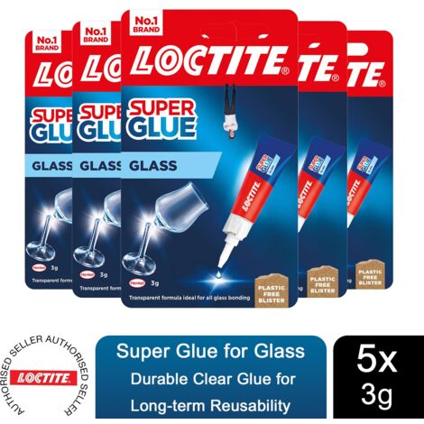 Loctite Glass Bond High-Quality Super Glue for Durable Glass Repairs 3g, 5 Pack