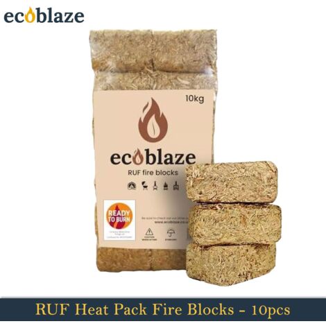 Ecoblaze RUF Heat Pack 12 Briquettes 10kg Bag for Wood Burner, Pizza Oven & BBQ (1/5)