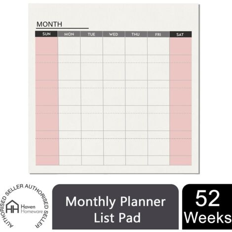Haven Weekly or Monthly Check List Pad for Task, Goals, Notes, Meals ...
