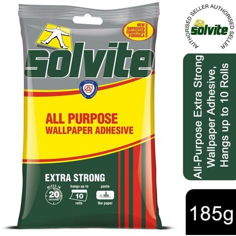 Solvite All-Purpose Extra Strong Wallpaper Adhesive, Hangs up to 10 Rolls, 185g