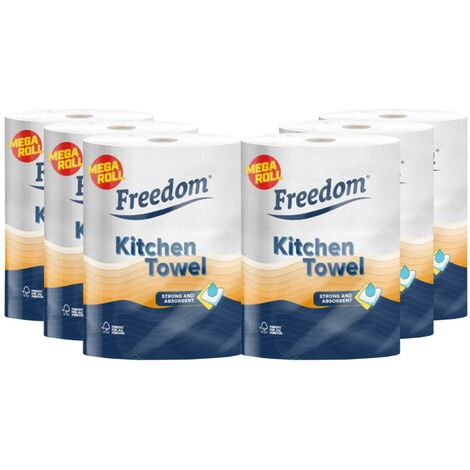 Freedom Rhino Jumbo Luxury Kitchen Towel Rolls, Super Strong & Absorbent 6 Rolls