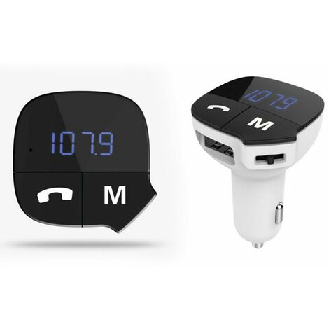 Aquarius Bluetooth Car Adapter FM Transmitter Hands-free Calling,Car Kit - White (1/5)
