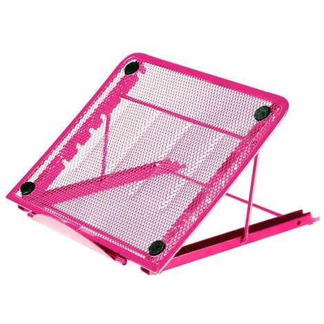 Pink Desktop Computer Stand Metal Mesh Cooling Ventilated Adjustable Laptop Stand Tidier Desktop - Pink