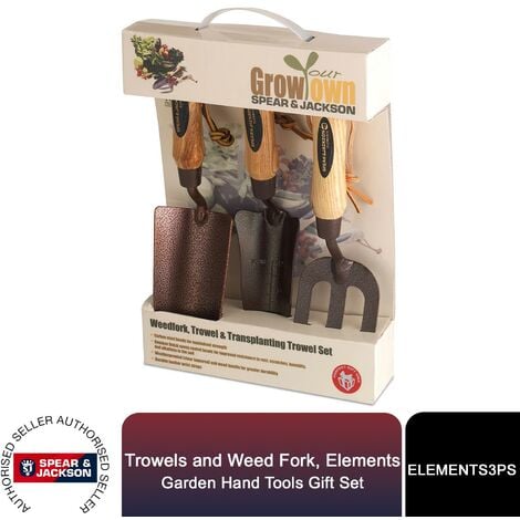 Spear & Jackson Gift Set of Trowels and Weed Fork, Elements Garden Hand Tools