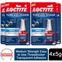 Loctite Medium Strength Easy to Use Threadlocker Transparent Adhesive 5g, 4 Pack