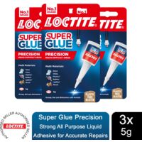 Loctite Super Glue Precision Durable & Extra Long for Multi Material 5g, 3 Pack