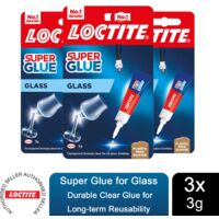 Loctite Glass Bond High-Quality Super Glue for Durable Glass Repairs 3g, 3 Pack