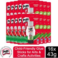 Pritt Child-Friendly Glue Sticks for Arts & Crafts Activities 43g, 16 Sticks