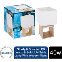 Grundig Sturdy & Durable LED Warm & Soft Light Table Lamp With Wooden Stand, 40W