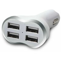Aquarius Powerful & 4-Port Universal USB Car Charger White