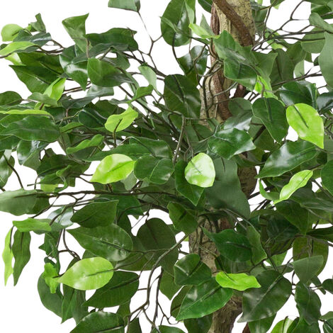 Ficus Benjamina Artificiel Decovego - 150cm, Rouge, 2 Troncs, Pot Béton
