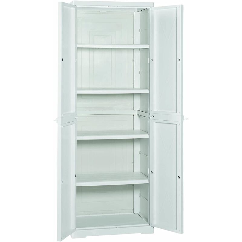 Mobile Box Da Esterno In Ratan Bianco - Armadio Tutto Piani 65x45x180 Cm, Resistente All'Umido - Foto 5