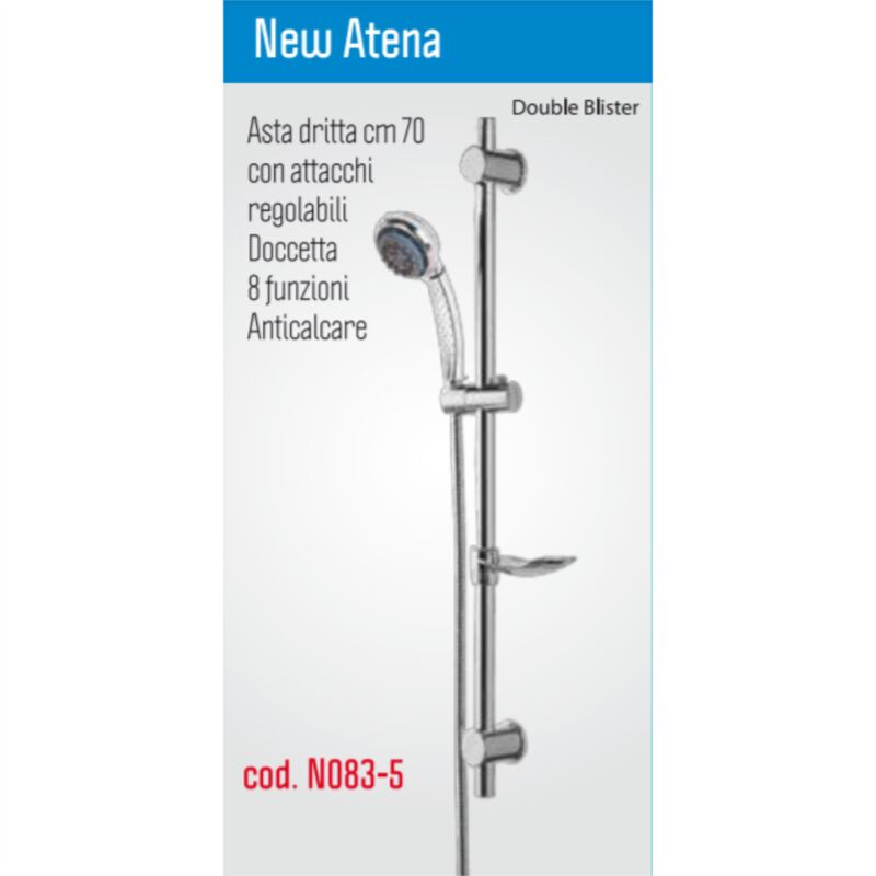 Saliscendi Doccia Cromato 53 Cm - Asta Regolabile Da 22 A 50 Cm Con Supporto Parete - Foto 4