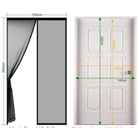 Zanzariera magnetica per porte finestre 140X240 con calamite - COLORE: NERO